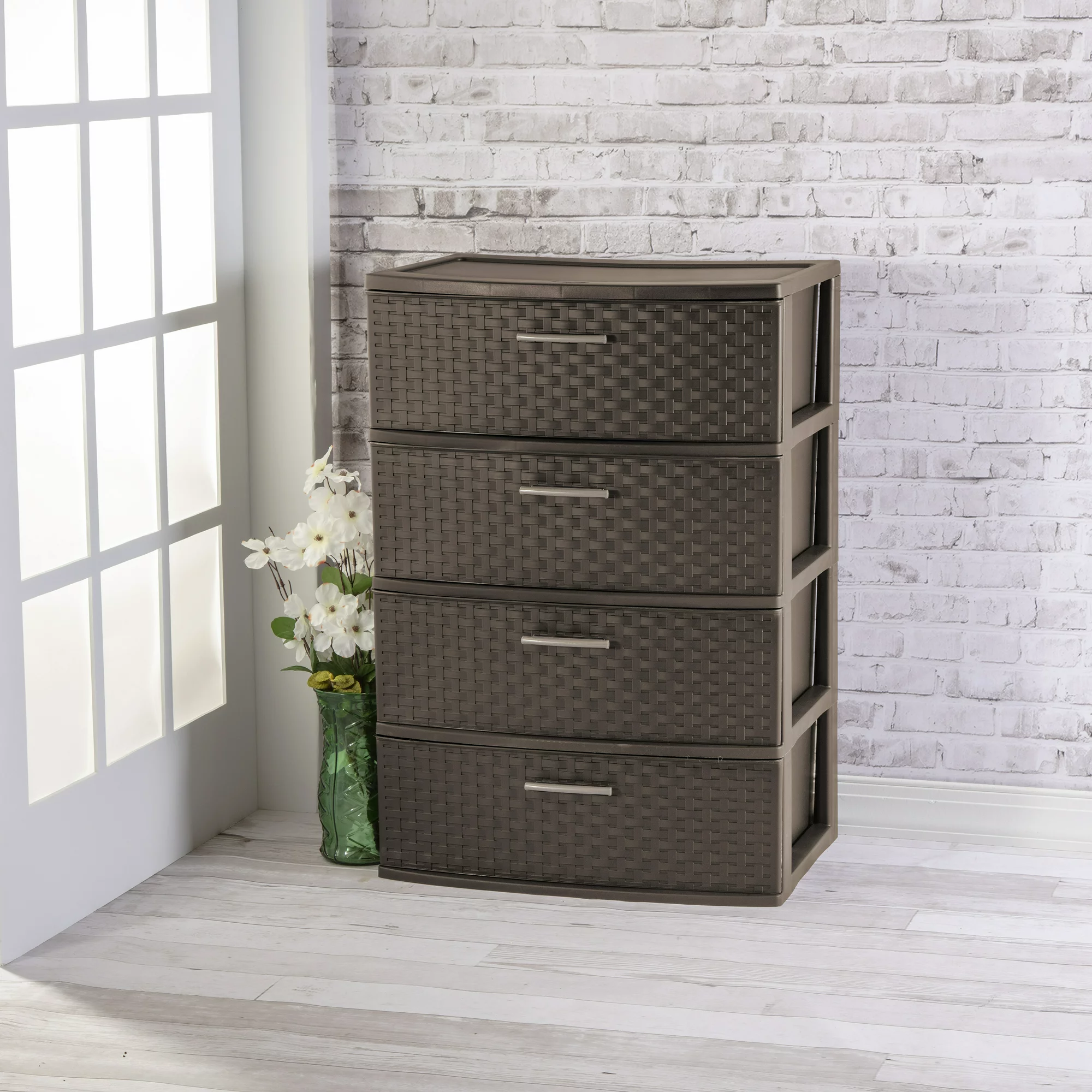 Sterilite 4 Drawer Wide Weave Tower Espresso