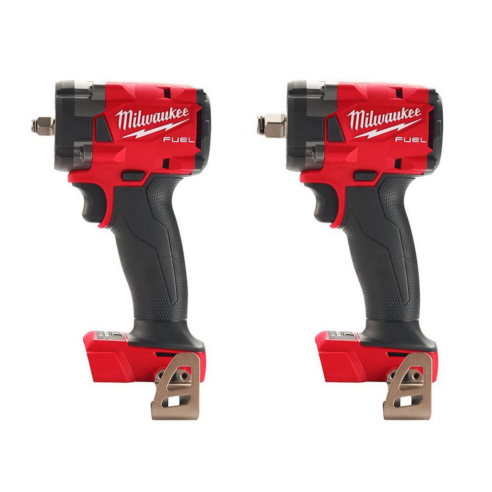 Milwaukee 2854-20-2855-20 M18 FUEL Gen-2 18V Lithium-Ion Brushless Cordless 3/8 in. & 1/2 in. Compact Impact Wrench with Friction Ring(2-Tool)