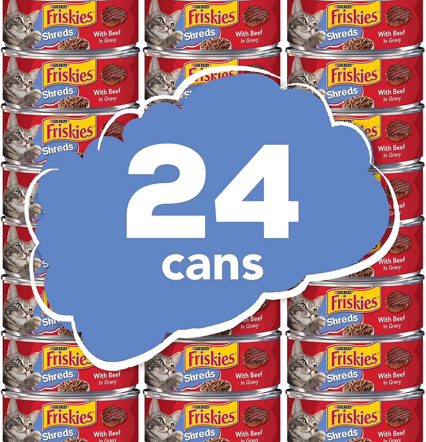 Purina Friskies Gravy Wet Cat Food. Shreds With Beef in Gravy - (24) 5.5 oz. Cans