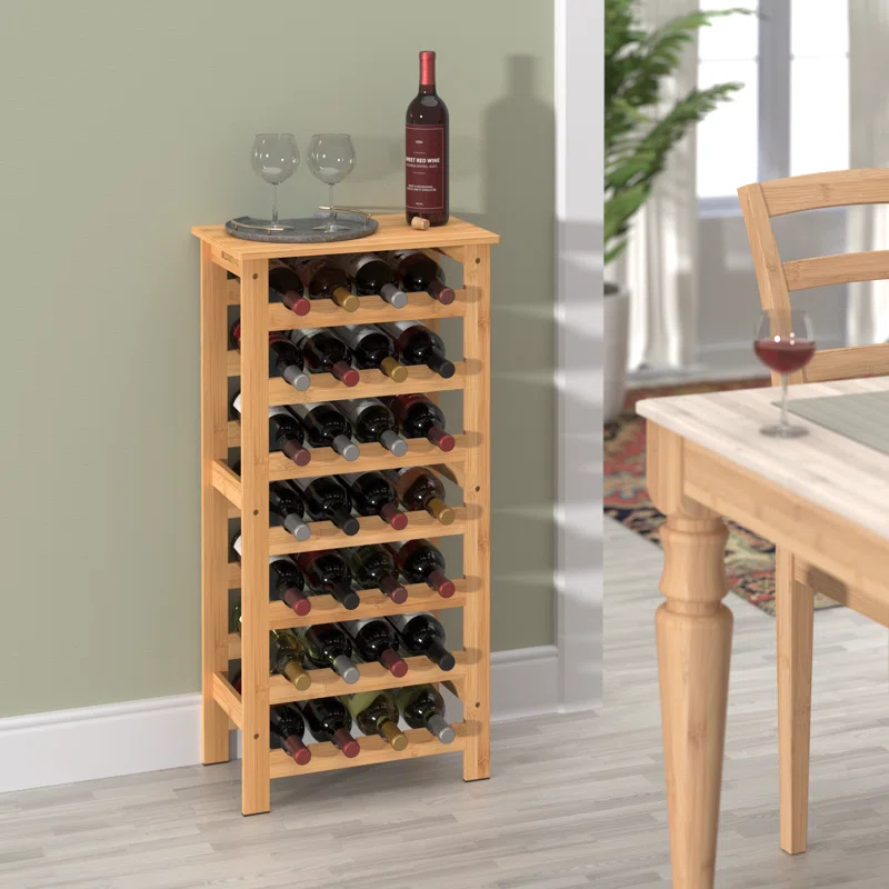 ClosetMaid 28-Bottle Bamboo Wine Rack Free-Standing Shelving Unit