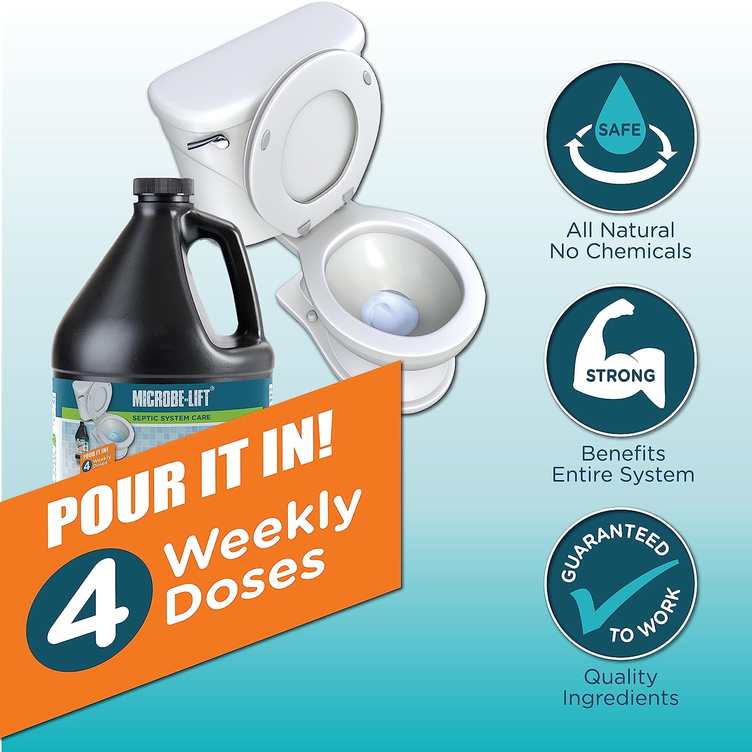 MICROBE-LIFT Emergency Septic Tank System Restore - Fast Acting Septic Tank Clog and Odor Removal for Troubled Septic Tanks Up to 2.500 Gallons - 1 Gallon