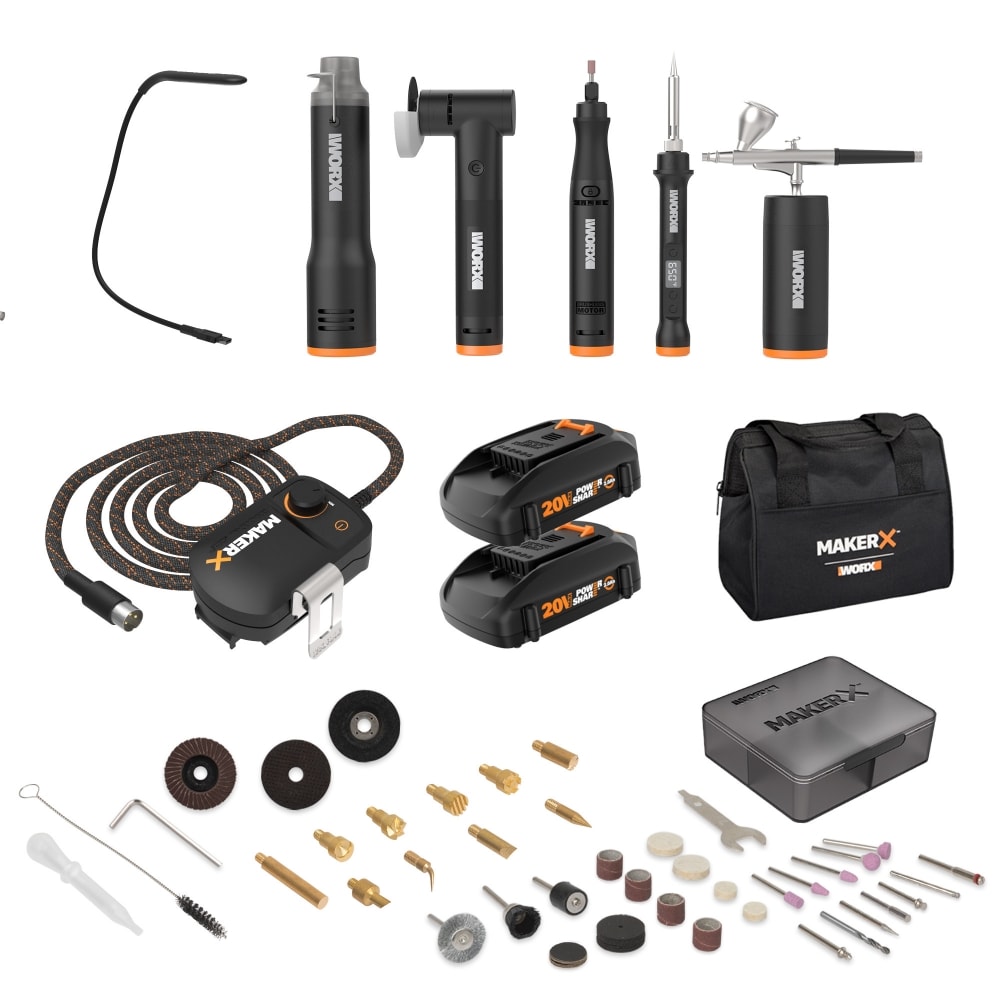 WORX POWER SHARE 6-Piece Variable Speed Cordless 20-volt Max-Amp Crafting Rotary Tool with Soft Case
