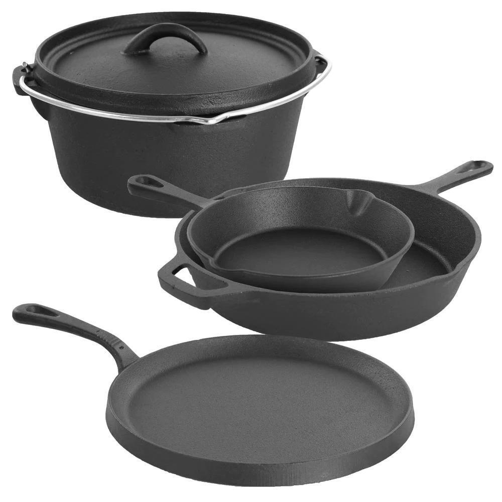 MegaChef Pre-Seasoned 5-Piece Cast Iron Cookware Set (985114407M)