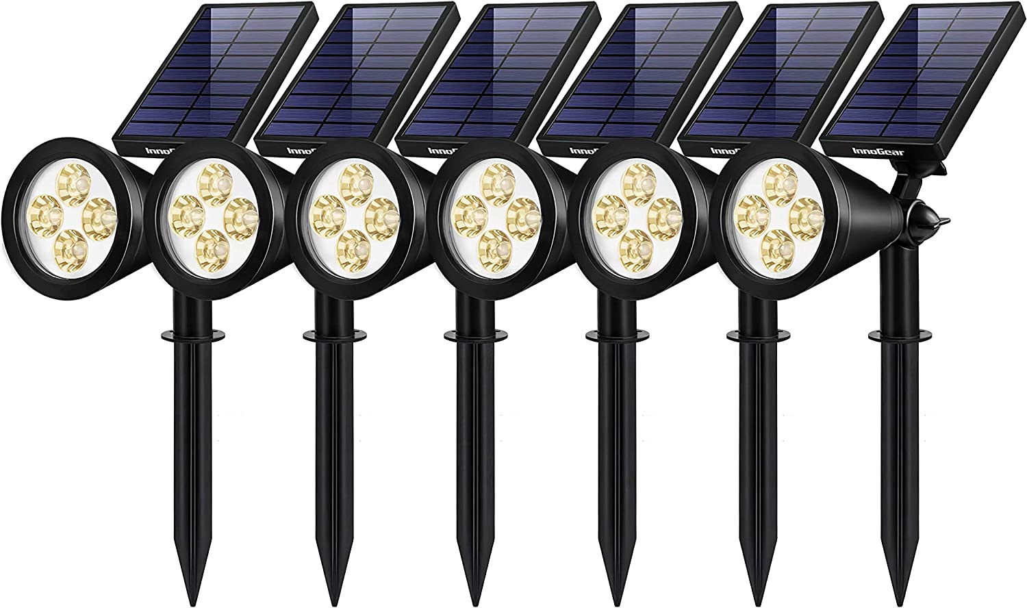 InnoGear Solar Outdoor Lights. Solar Lights Outdoor Waterproof Solar Spot Lights Outdoor Spotlight for Yard Landscape Lighting Wall Lights Auto On/Off for Pathway Garden. Pack of 6 (Warm White)