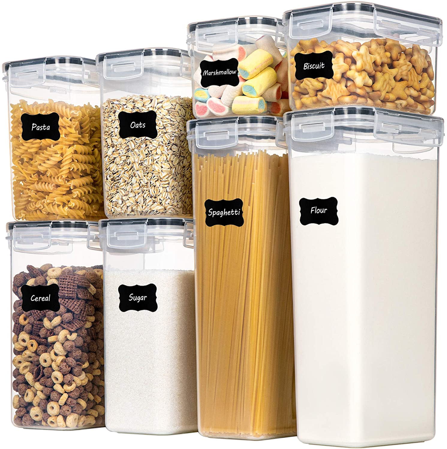 Suproot Kitchen Food Storage Containers Set. Kitchen Pantry Organization and Storage with Easy Lock Lids. 8 Pieces