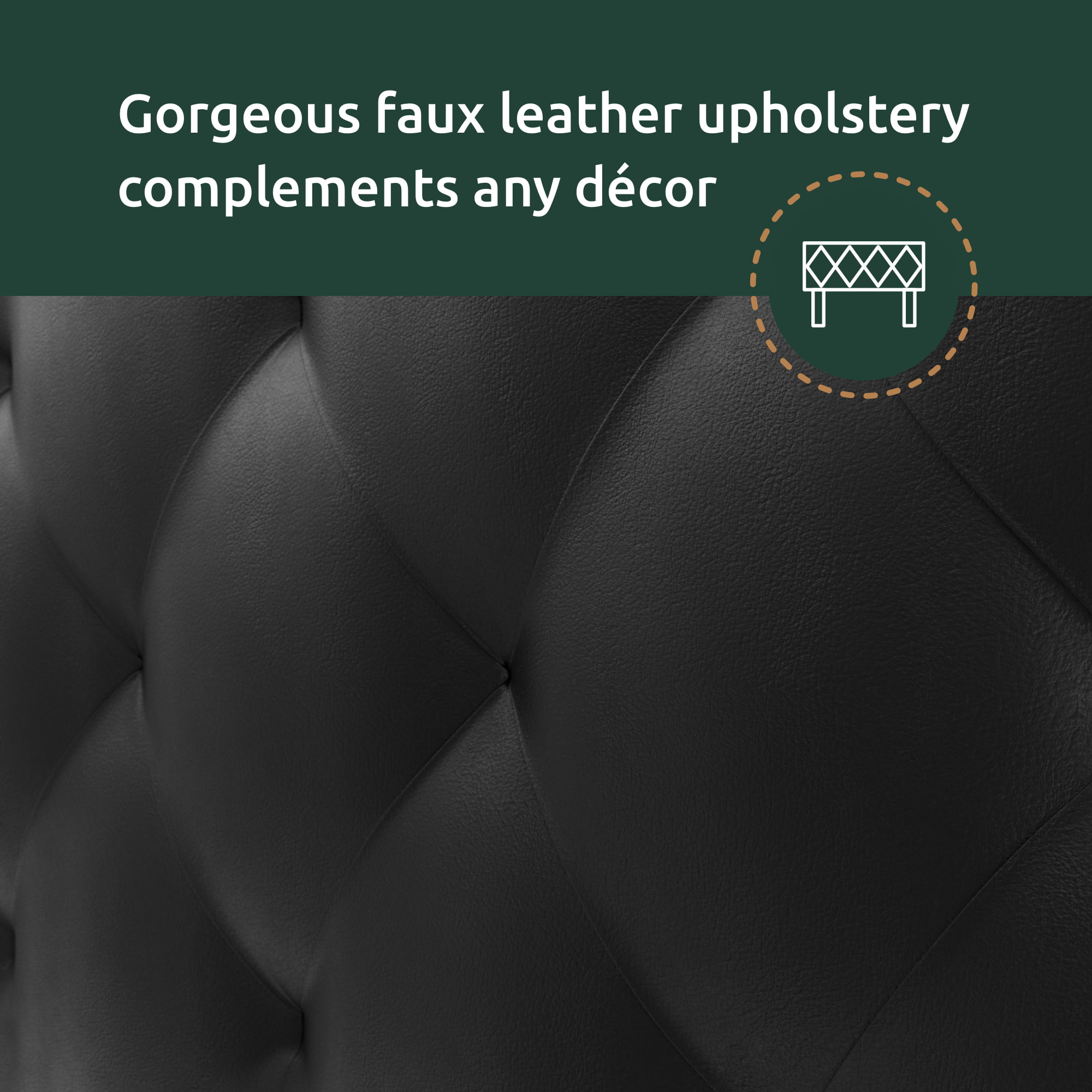 Rest Haven Harrington Faux Leather Upholstered Headboard. Full. Black