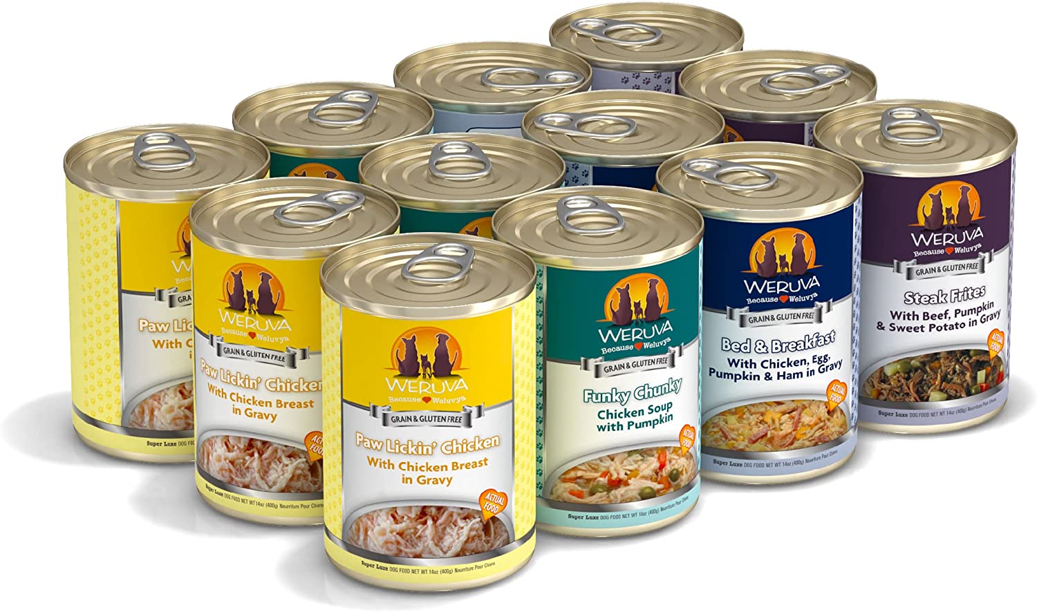 Weruva Baron-s Batch Variety Pack Grain-Free Canned Dog Food 14 Ounce (Pack of 12)