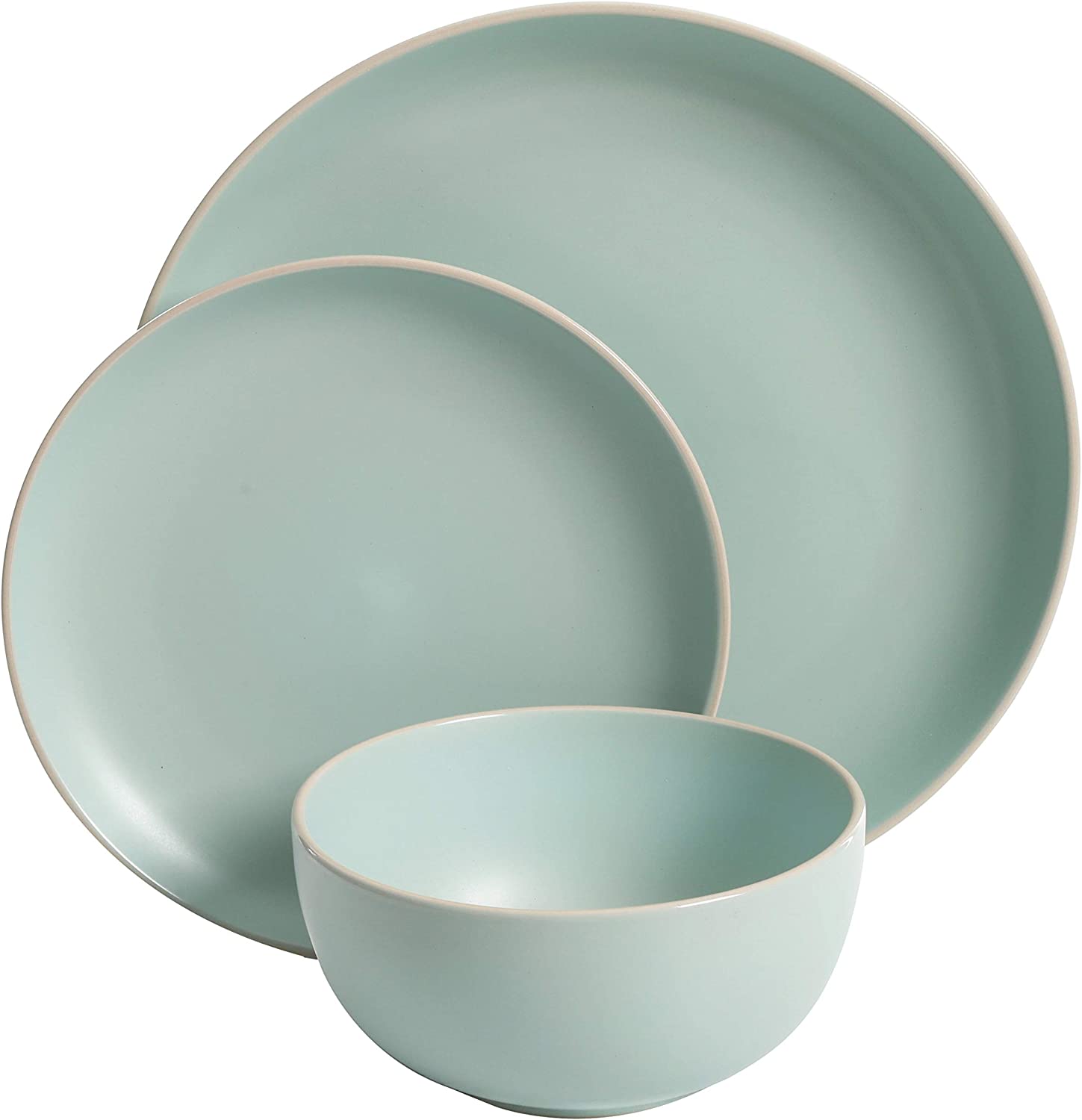 Gibson Home Rockaway 12 Piece Dinnerware. Teal Matte