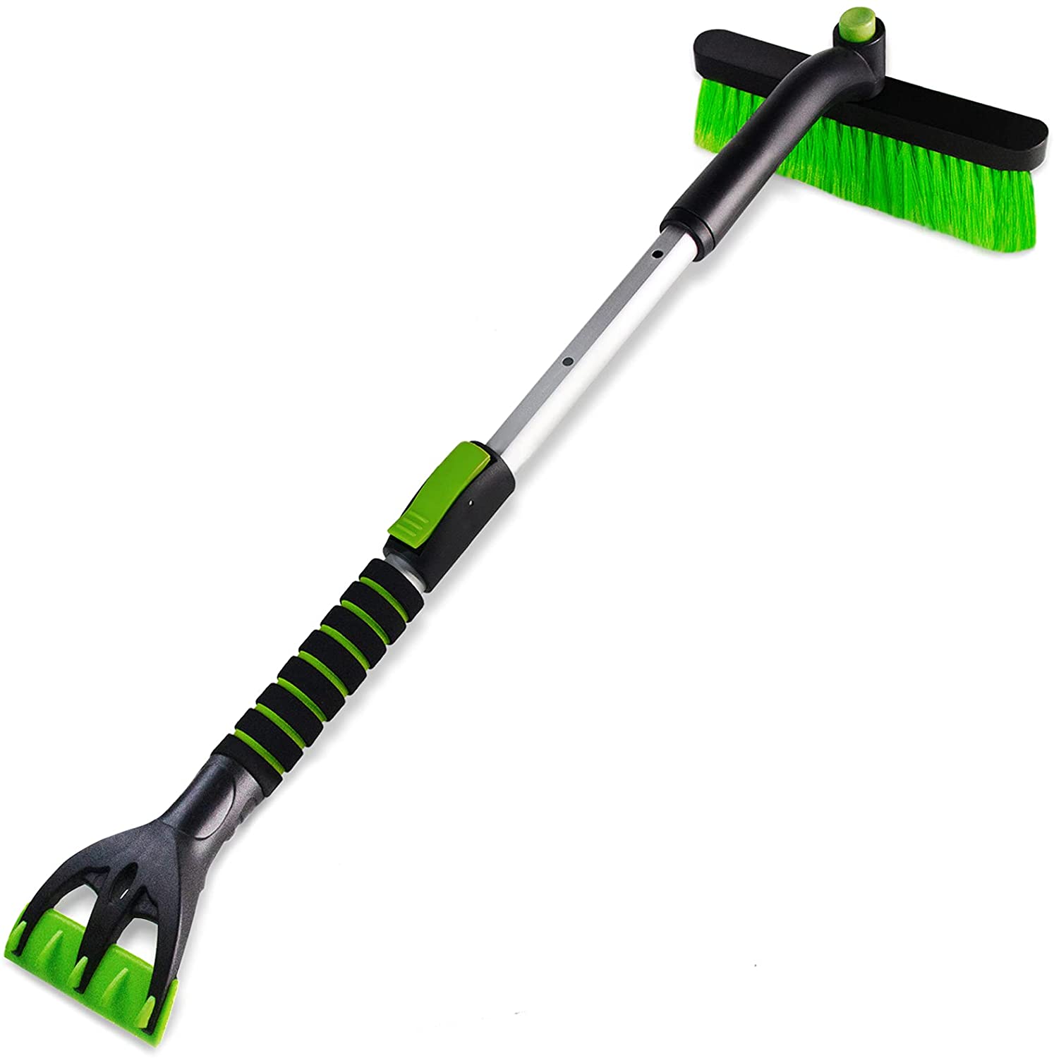 SEAAES Ice Scraper with Snow Brush for Car Windshield. Extendable Snow Brush with Foam Grip for Truck SUV Wehicle Windows