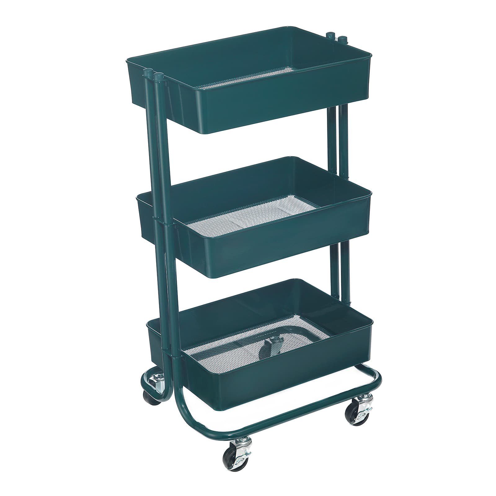 Simply Tidy Lexington 3-Tier Rolling Cart. Emerald
