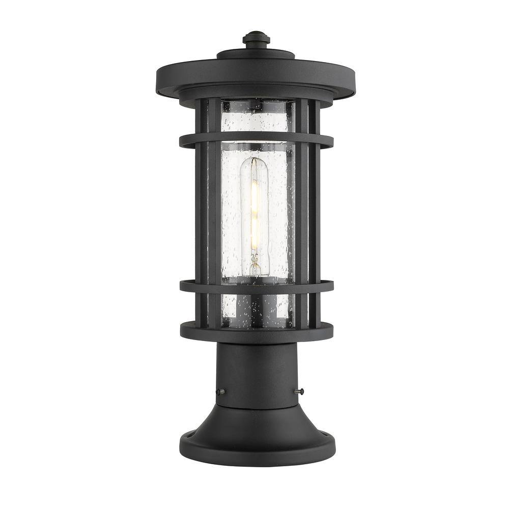 Unbranded  Jordans 16.75 in. 1-Light Black Aluminum Hardwired Outdoor Weather Resistant Pier Mount Light With No Bulb Included