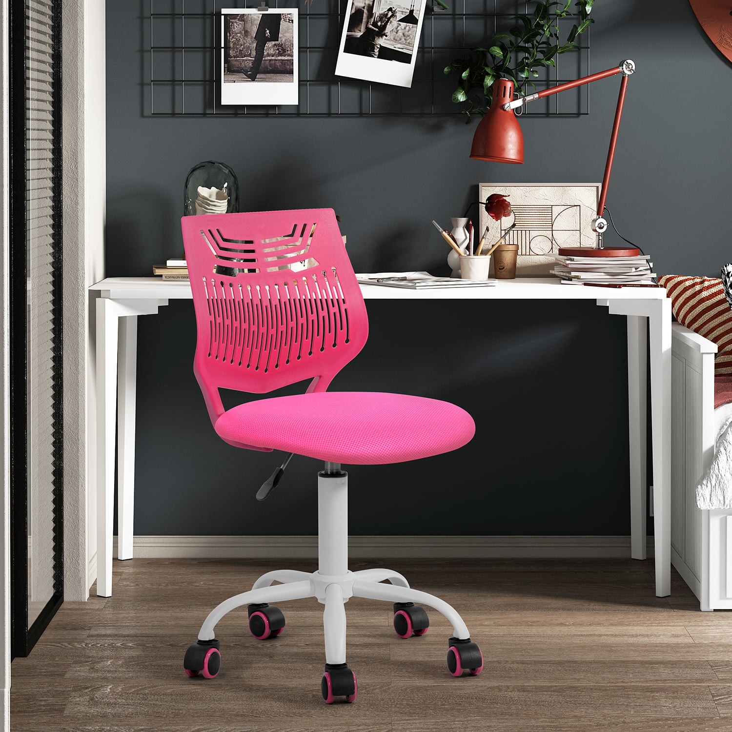 Homy Casa Task Office Chairs Desk Chair with Adjustable Height & Swivel. Pink