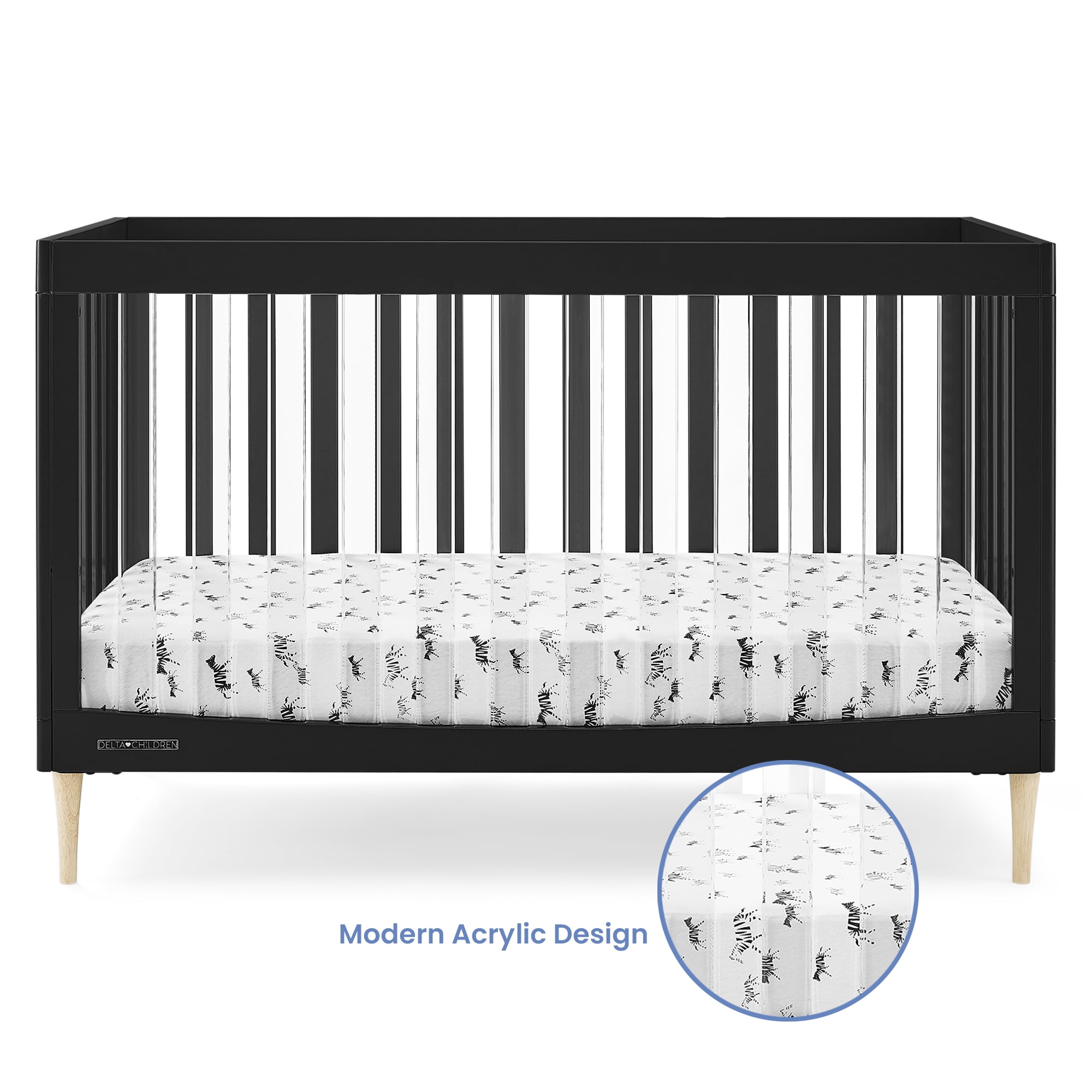 Delta Children Austin Acrylic 4-in-1 Convertible Baby Crib - Greenguard Gold Certified. Midnight Grey/Natural