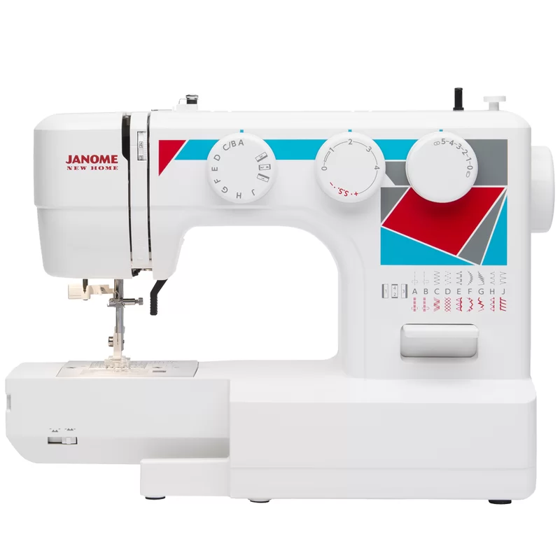 Janome MOD-19 Easy-to-Use Sewing Machine with 19 Stitches. Automatic Needle Threader and 5-Piece Feed Dogs