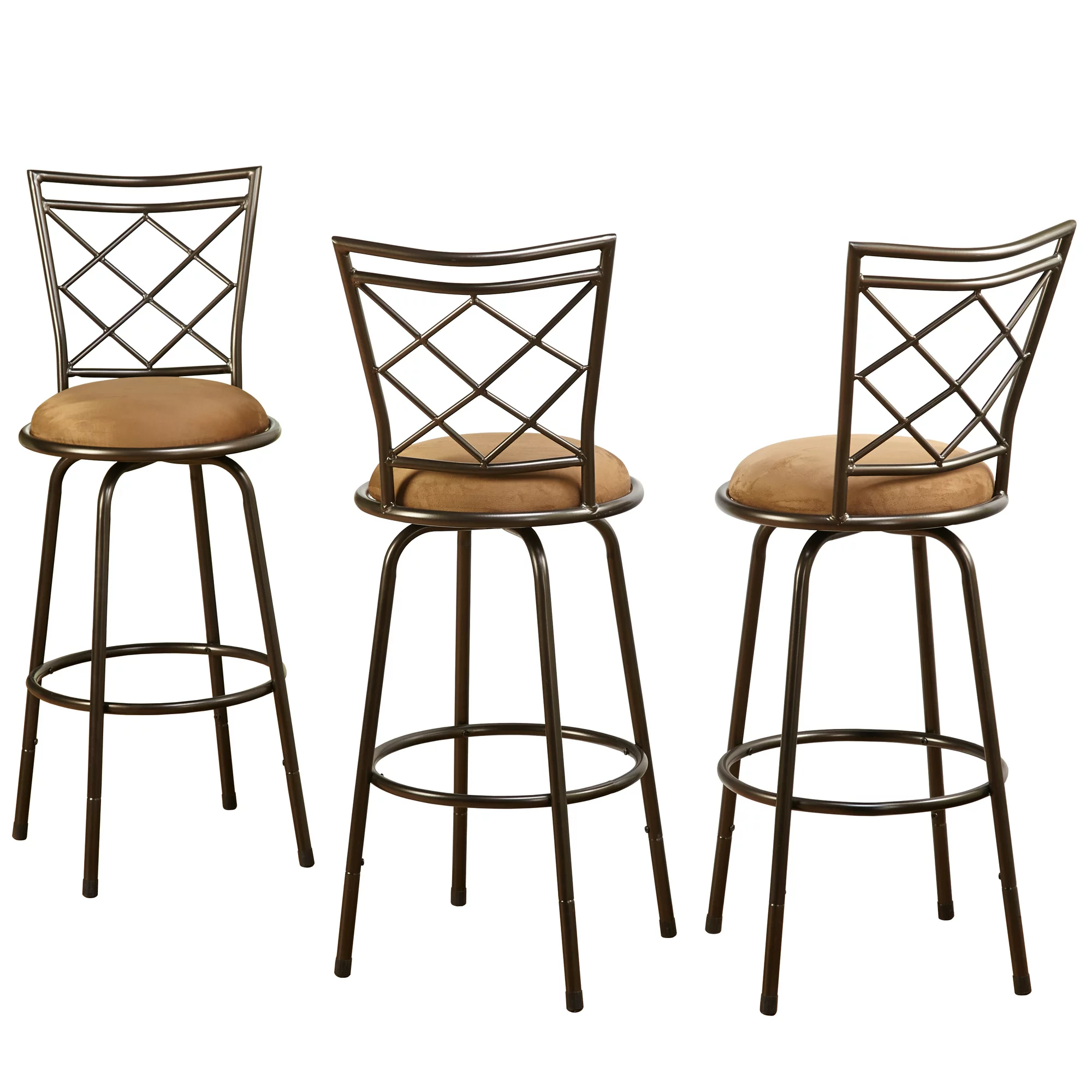 TMS Avery Bar Stool with Swivel & Adjustable Height. Brown. Set of 3