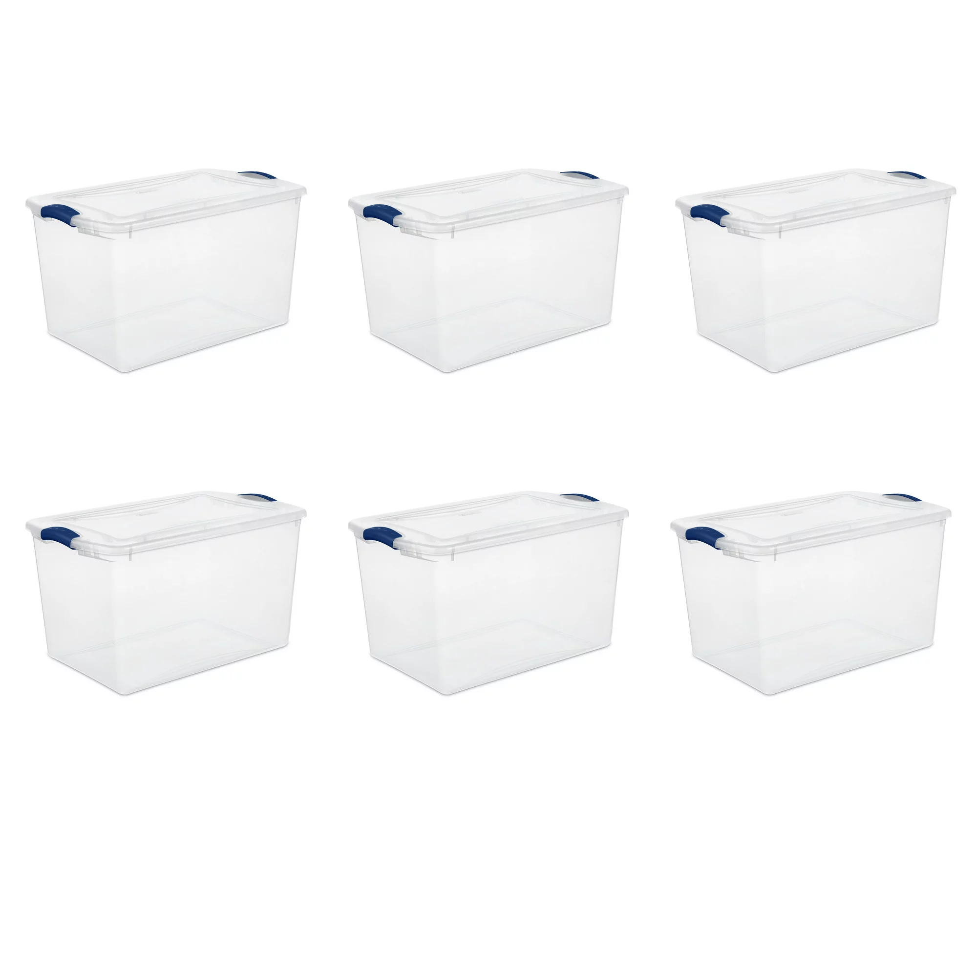 Sterilite 66 Qt. Latch Box Plastic. Stadium Blue. Set of 6