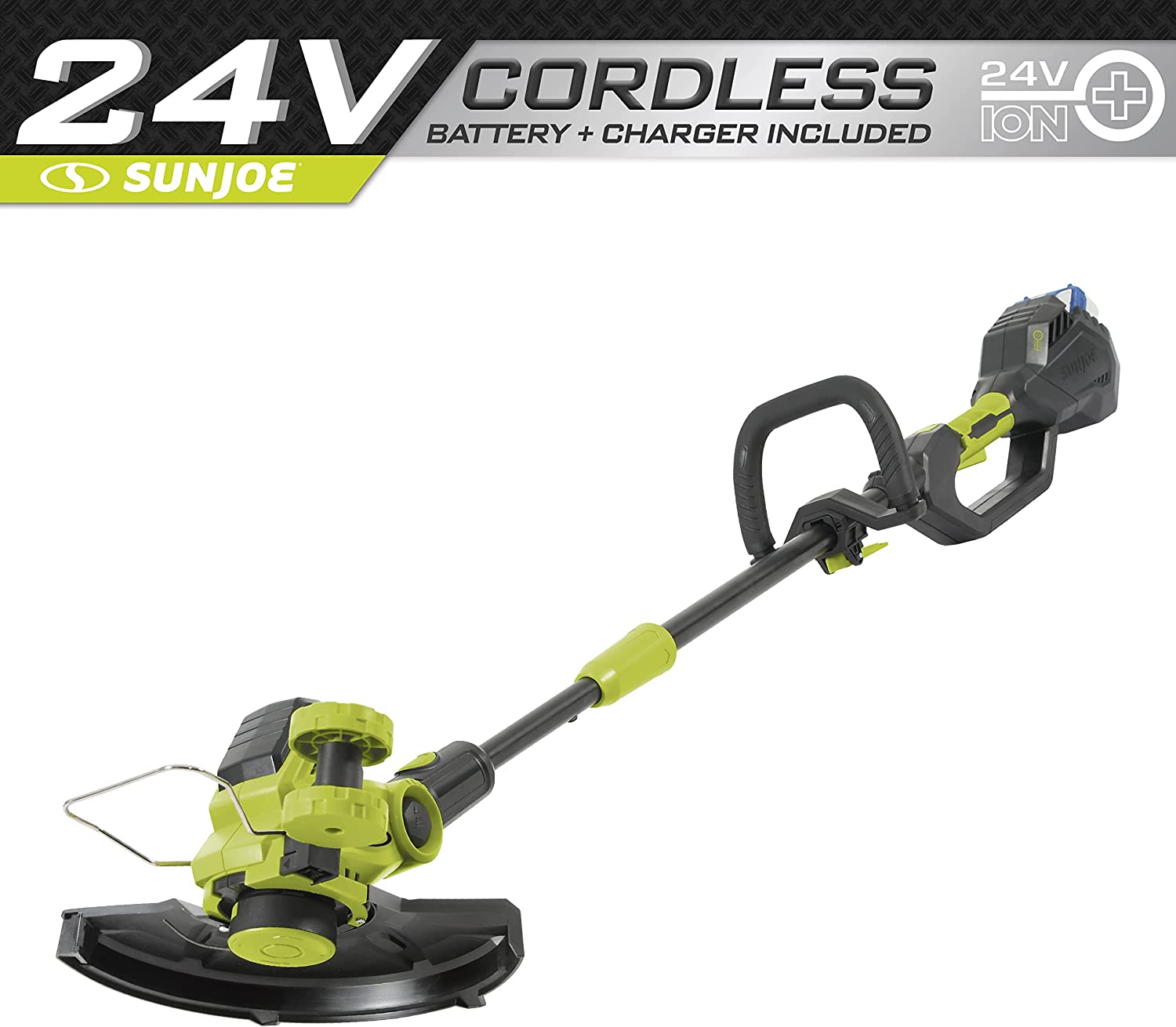Sun Joe 24V-ST14 24-Volt iON+ Cordless Dual Line String Trimmer Kit. W/ 4.0-Ah Battery and Charger. 12-Inch