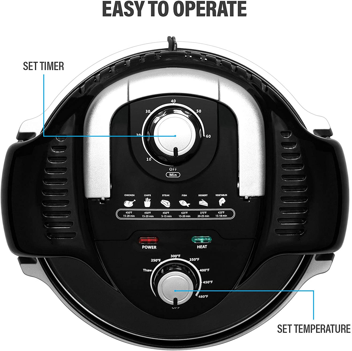 Rosewill RHCO-19001 7.4-Quart Electric Air Fryer Convection Oven Multicooker. 1000W Turbo Air Fryer. 7-Liter Large Capacity Infrared Countertop Multicooker with Temperature and Timer Settings. Black