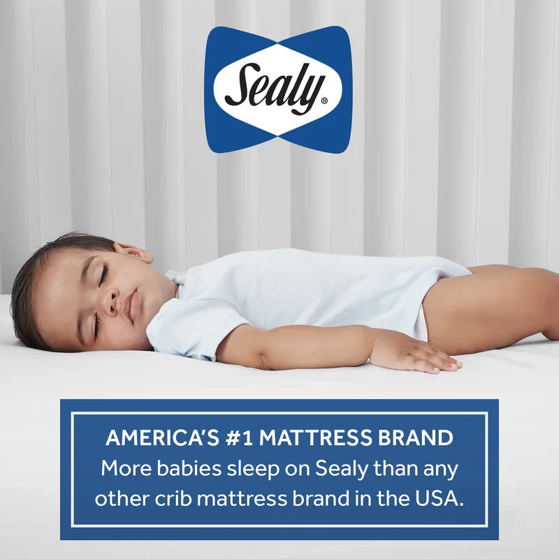 Sealy EM240-KEL1 Perfect Rest Waterproof Baby Crib & Toddler Mattress Extra Firm Airy Comfort - 150 Premium Coils