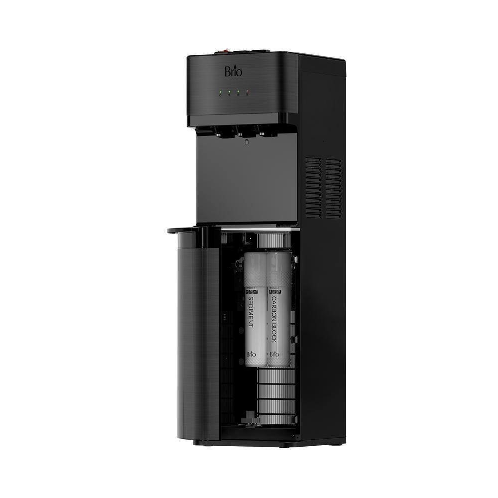 Brio CLPOU520UVF2BLK 500 Series 2-Stage Bottleless Countertop Water Cooler Dispenser Filtration Tri Temperature with Free Filters Included