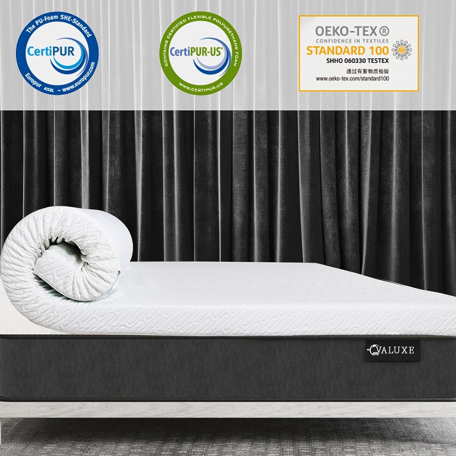 VALUXE 3 Inch Gel Memory Foam Mattress Topper King Size High Density Cooling Pad Pressure Relief Bed Topper (with Removable & Washable Bamboo Cover)