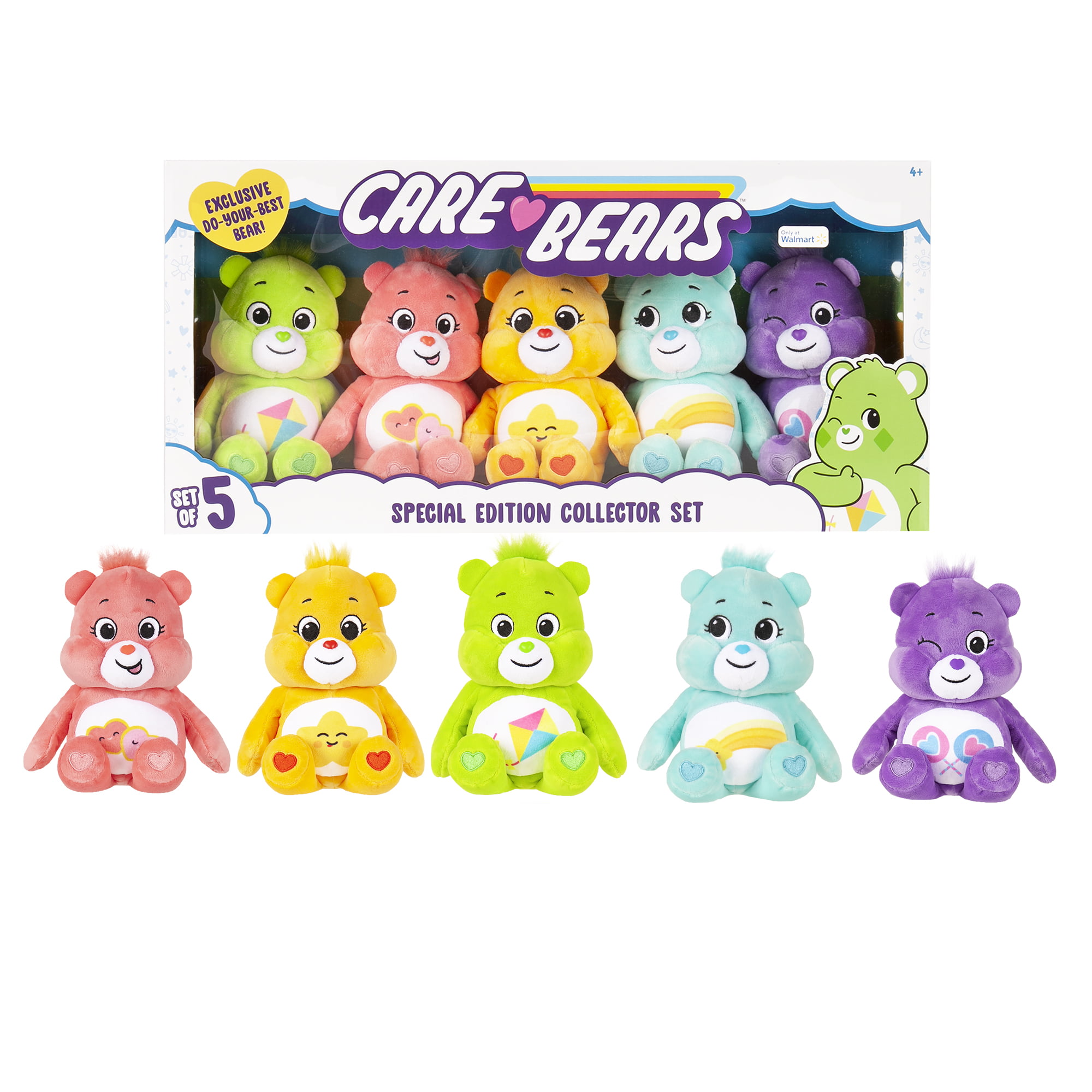 Care Bears 9″ Bean Plush - Special Collector Set - Exclusive Do-Your-Best Bear Included!