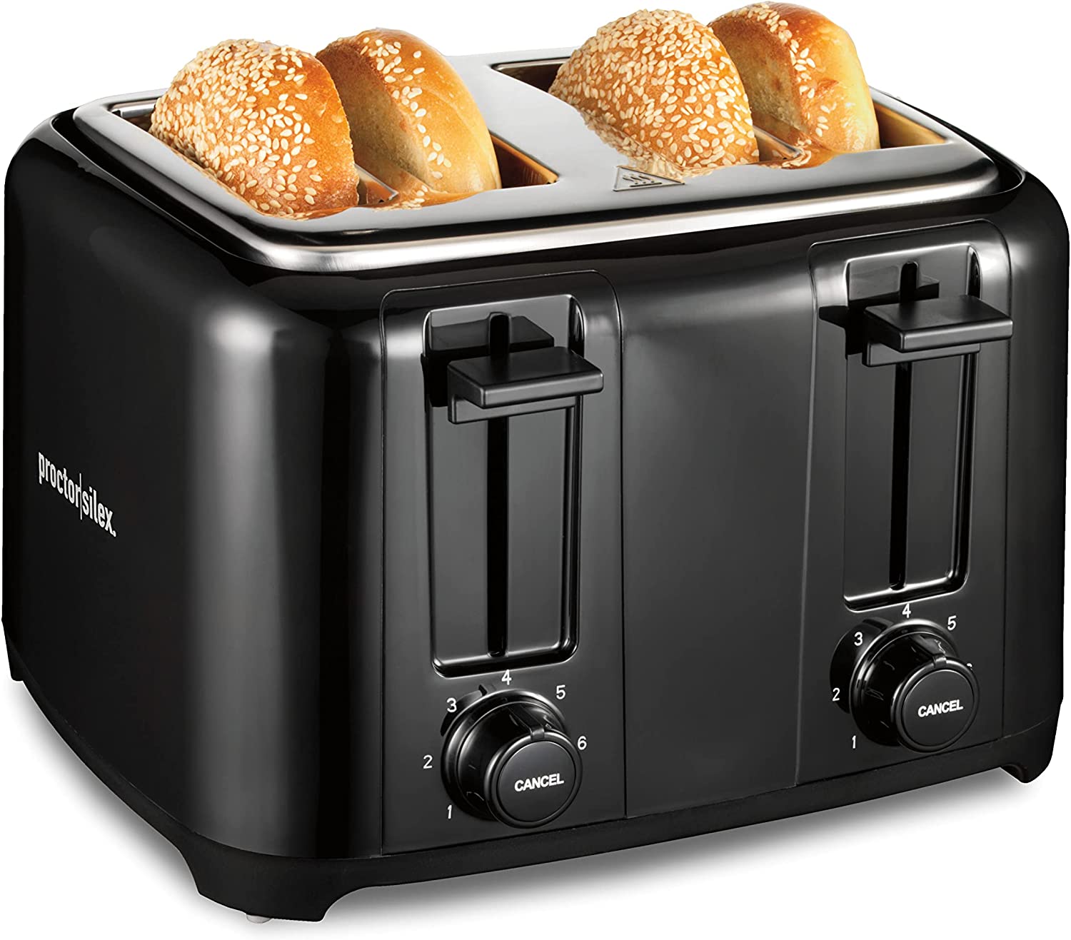 Proctor Silex 4 Slice Toaster with Extra Wide Slots for Bagels. Cool-Touch Walls. Shade Selector. Toast Boost. Auto Shut-off and Cancel Button. Black (24215PS)