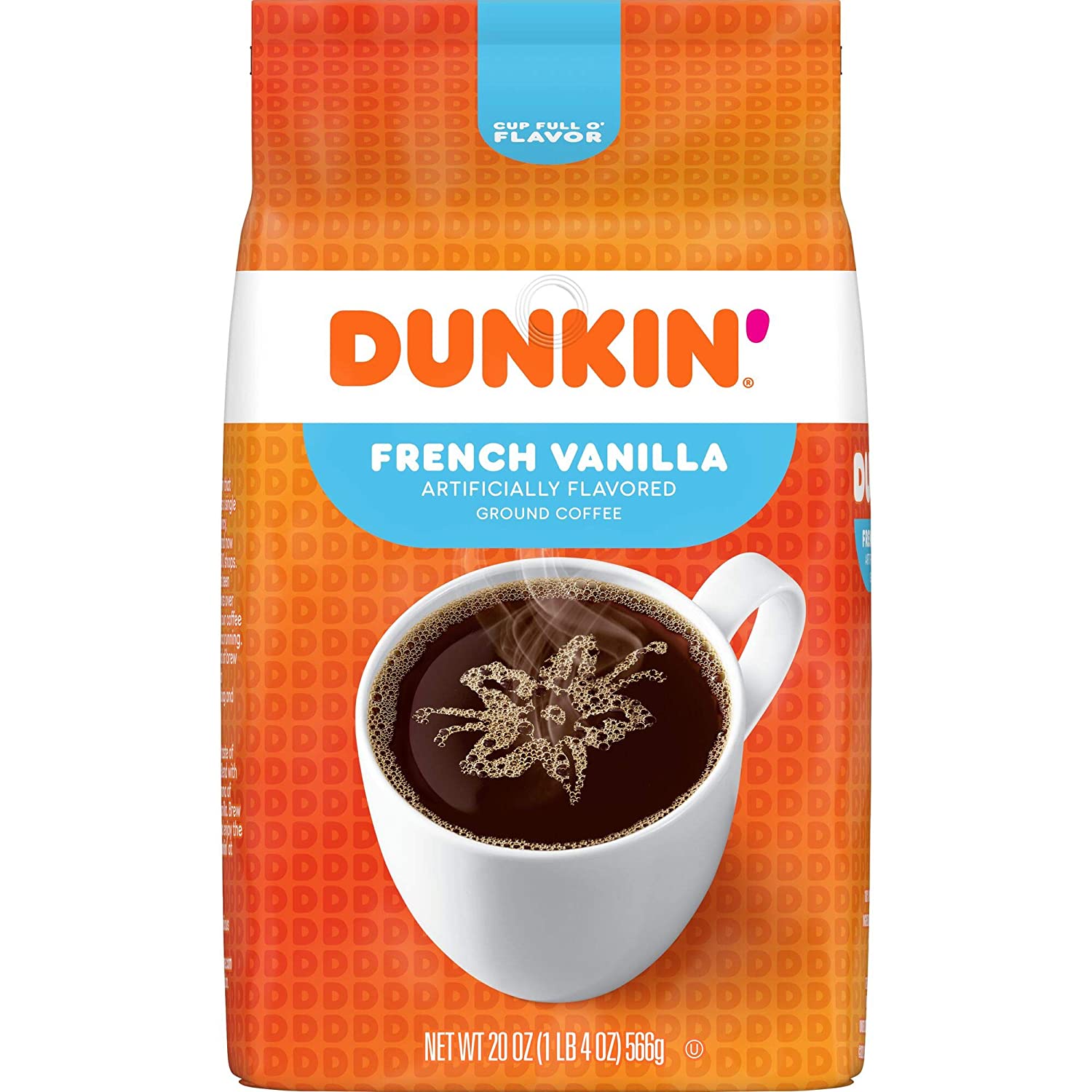 Dunkin- French Vanilla Flavored Ground Coffee. 20 Ounces (Pack of 6)