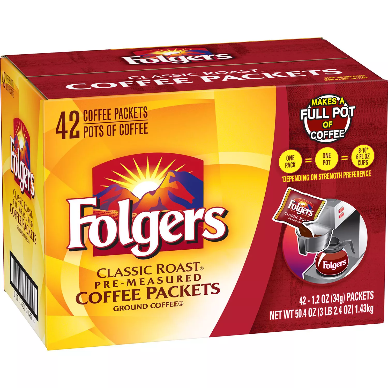 Folgers Classic Roast Ground Coffee Packets (1.2 oz.. 42 ct.)