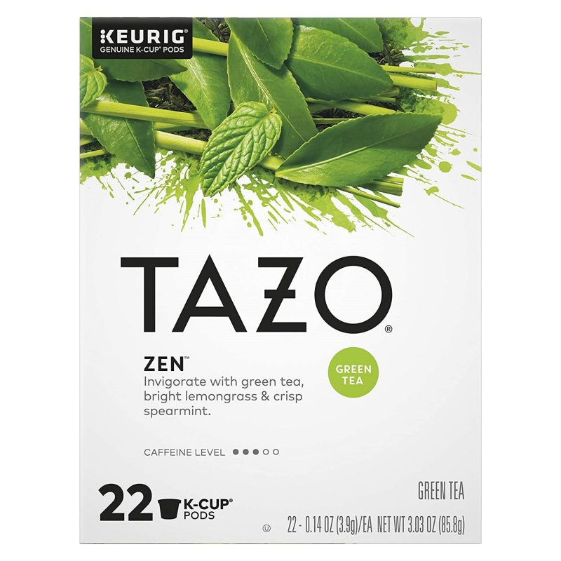 Tazo Zen K-Cup Pods For a Calming Tea. Green Tea Moderately Caffeinated tea. 22 ct