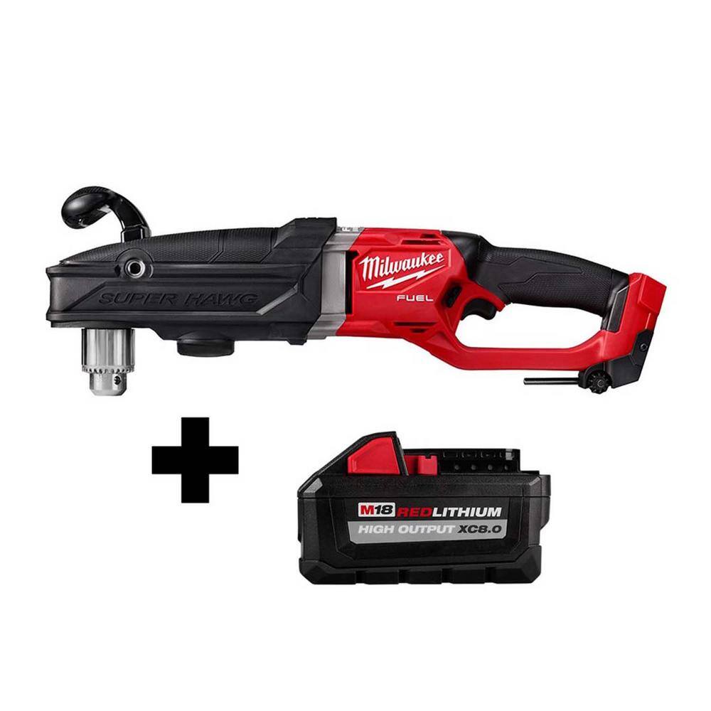 Milwaukee  M18 FUEL 18-Volt Lithium-Ion Brushless Cordless GEN 2 Super Hawg 1/2 in. Right Angle Drill with Free 8.0 Ah Battery
