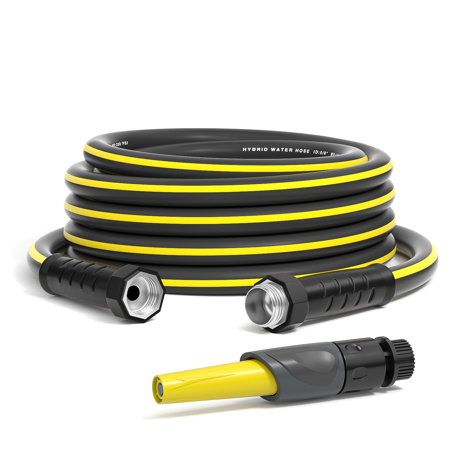 Gardguard Garden Hose 25ft x 5/8″ Heavy Duty. Lightweight Not for Drinking Water. Include Nozzle. Black & Yellow
