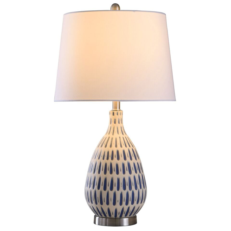 Marissa Table Lamp - Off-White. Blue - Off White