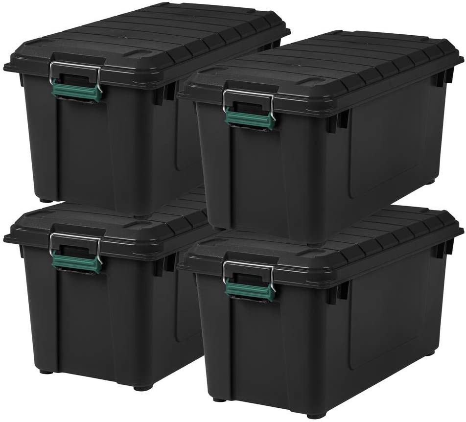 IRIS  4-Pack Weather Tight Storage Box X-large 20.5-Gallon (82-Quart) Black Heavy Duty Tote with Latching Lid
