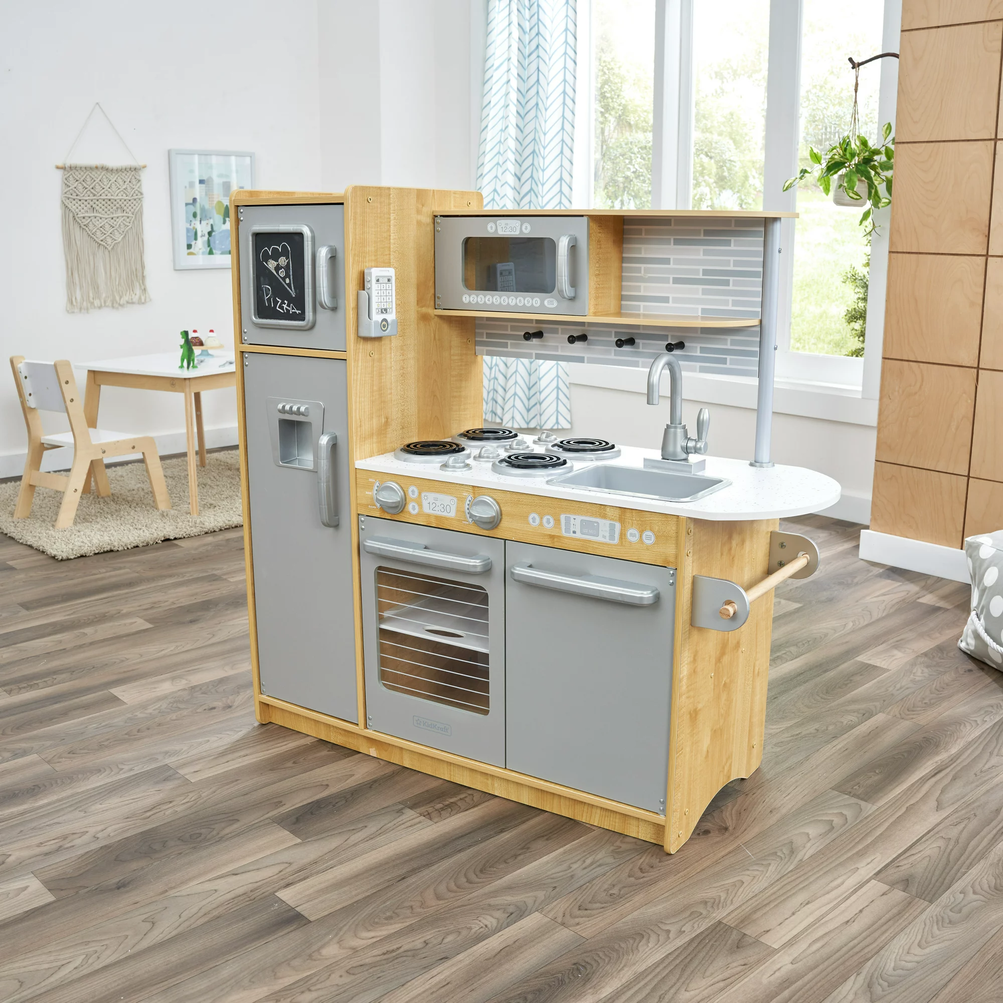 KidKraft Uptown Natural Play Kitchen with Chalkboard & Towel Rack