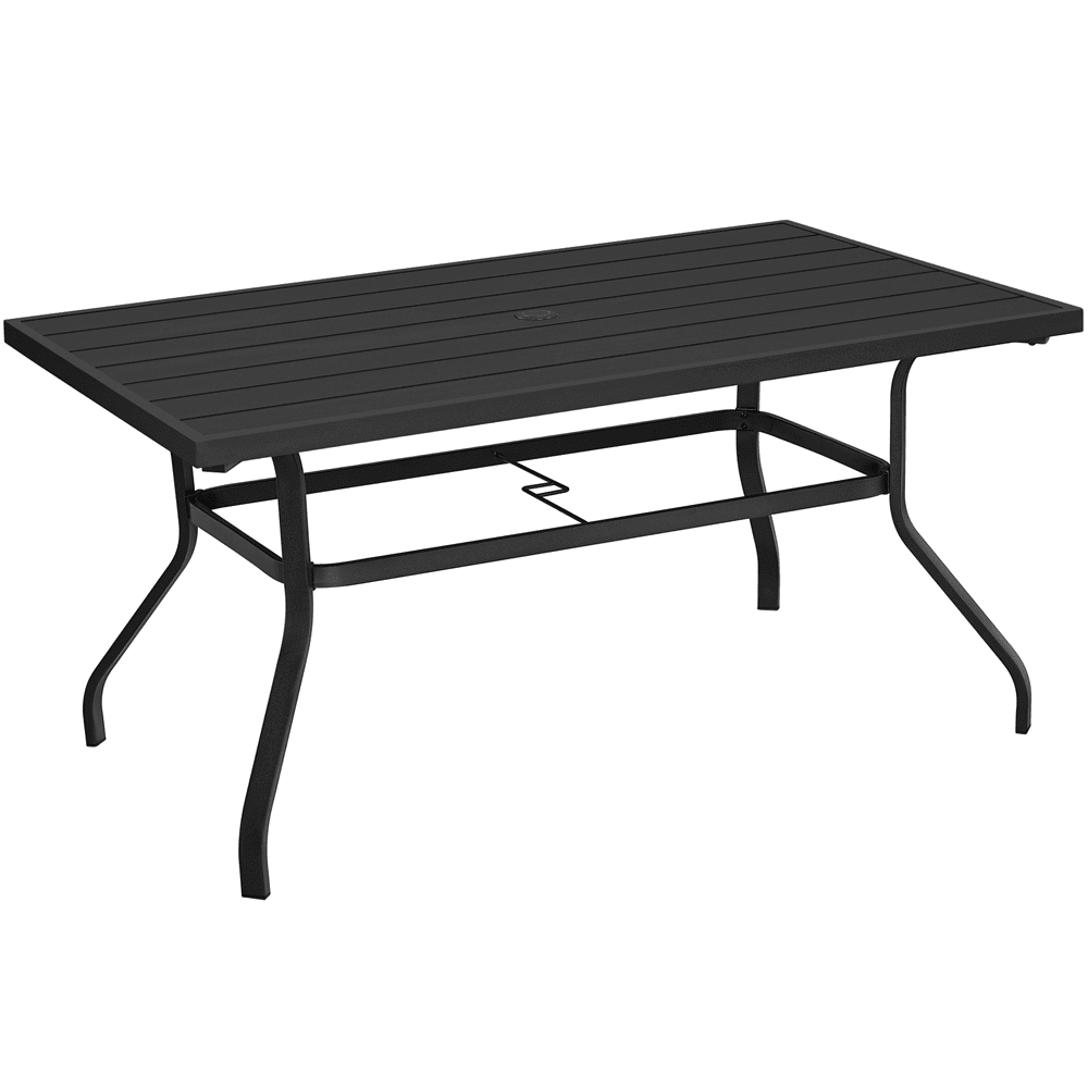 Easyfashion Outdoor Dining Bistro Table with Umbrella Hole. Black