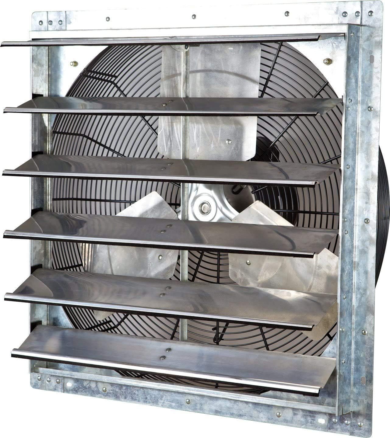 iLiving - 24″ Wall Mounted Exhaust Fan - Automatic Shutter - Variable Speed - Vent Fan For Home Attic. Shed. or Garage Ventilation. 4244 CFM. 6200 SQF Coverage Area (Power Cord Not Included)