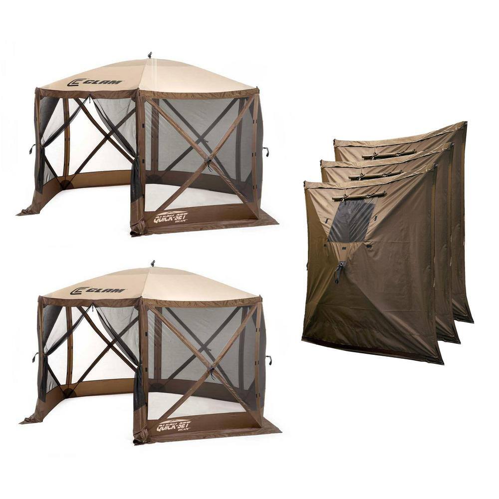 Clam 2 x CLAM-9879 + CLAM-9898 Quick Set Escape Portable Outdoor Canopy Plus Wind and Sun Panels (2-Pack)