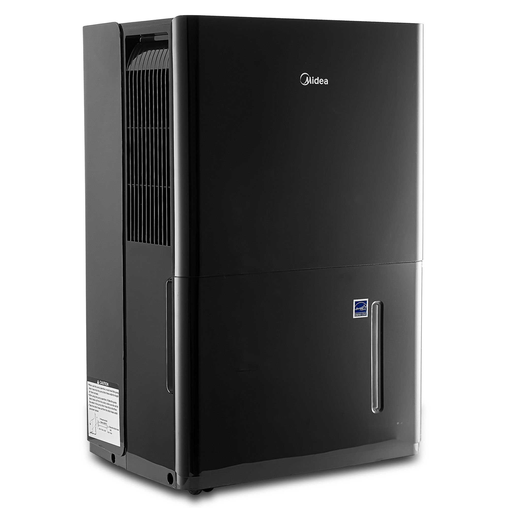 Midea 50-Pint EnergyStar Smart Dehumidifier for Wet Rooms with Pump. Black. MAD50PS1WBL