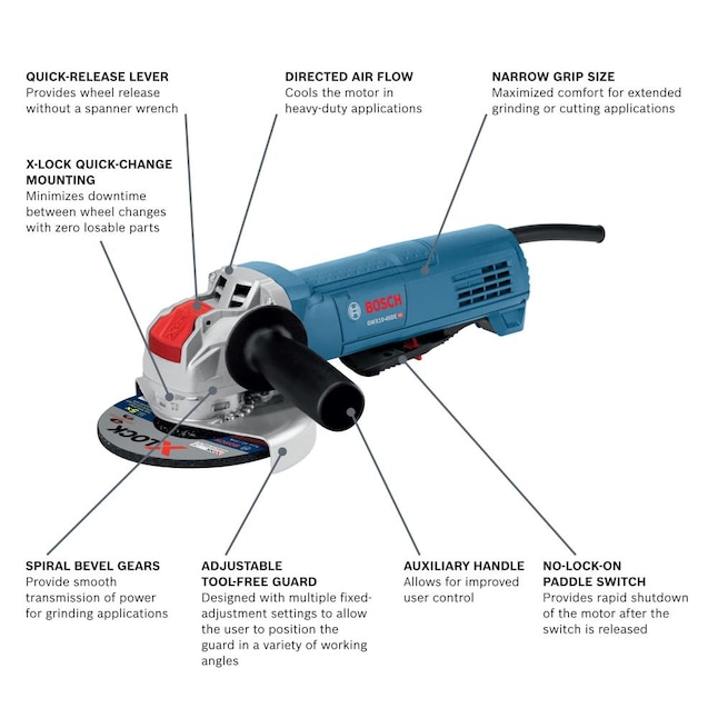 Bosch GWX10-45DE X-LOCK 4.5-in Paddle Switch Corded Angle Grinder