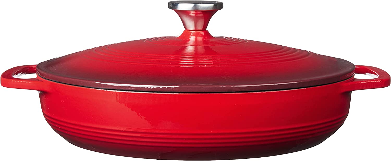 Lodge EC3CC43 3.6 Quart Red Enameled Cast Iron Covered Casserole