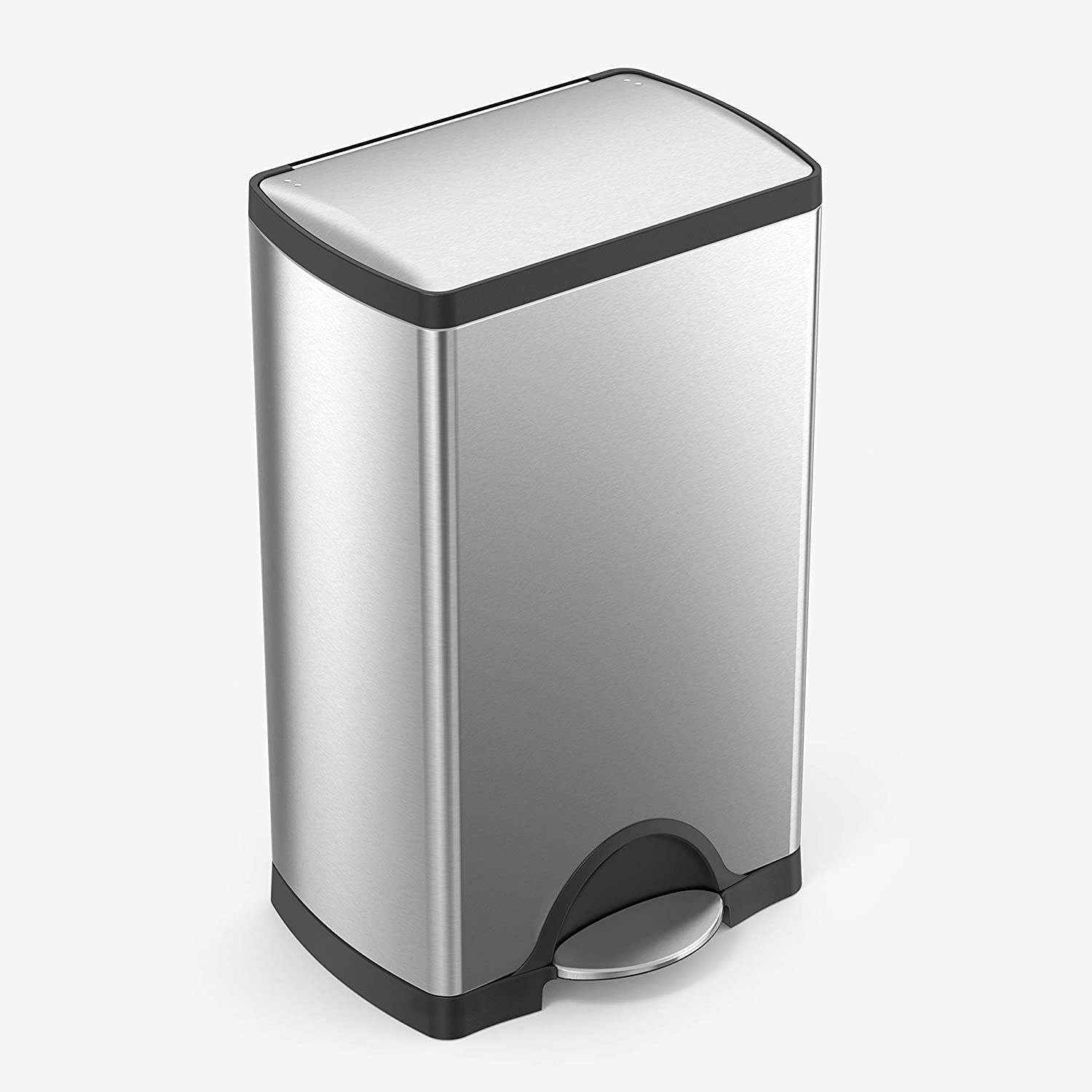 simplehuman 38 Liter / 10 Gallon Rectangular Kitchen Step Trash Can. Brushed Stainless Steel