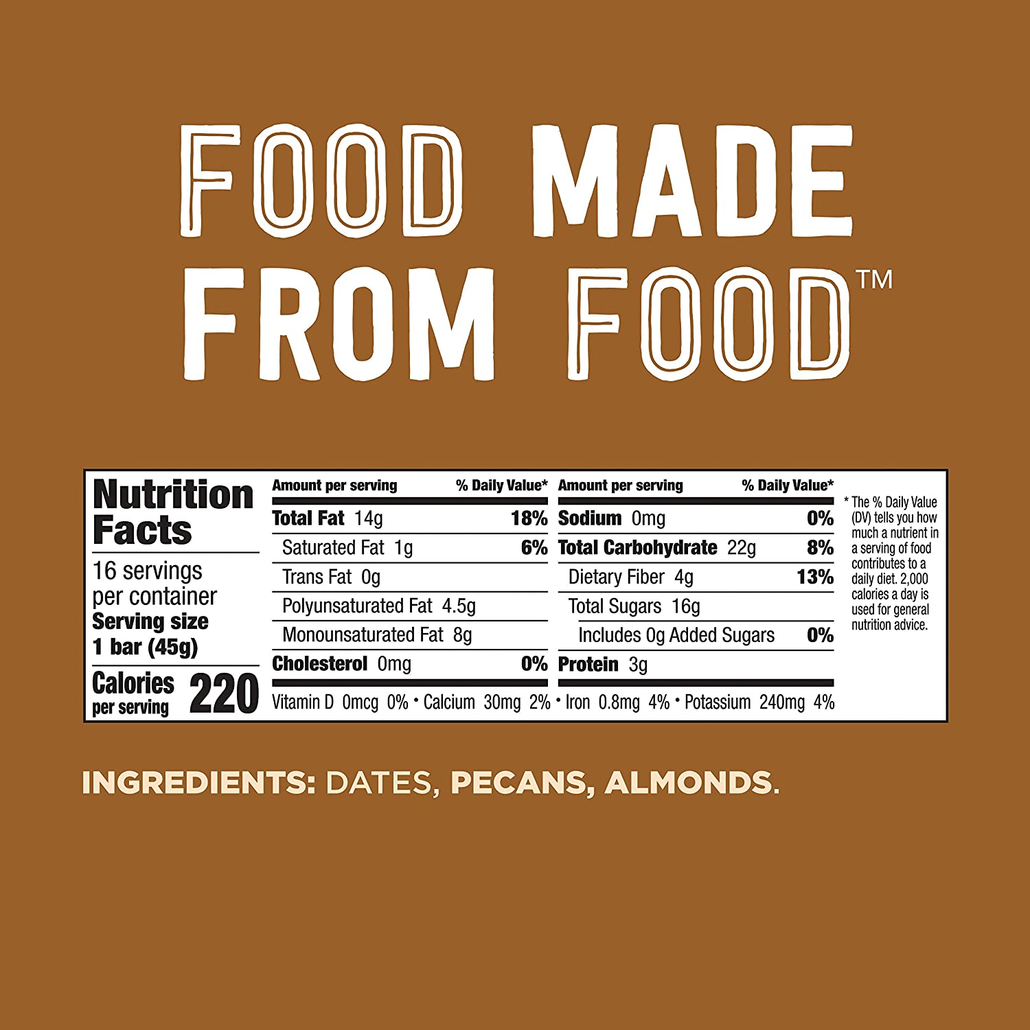 Larabar Pecan Pie. Gluten Free Vegan Fruit & Nut Bar. 1.6 oz Bars. 16 ct