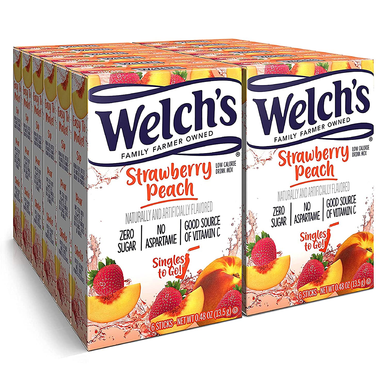 Welch-s Singles To Go Water Drink Mix -Strawberry Peach. 0.48 Ounce (Pack of 12)