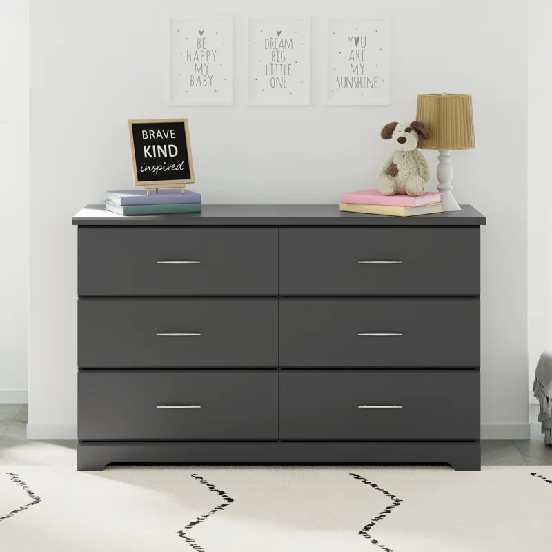 Storkcraft 03666-10G Brookside 6-Drawer Gray Dresser 33.43 in. H x 53.35 in. W x 16.73 in. D