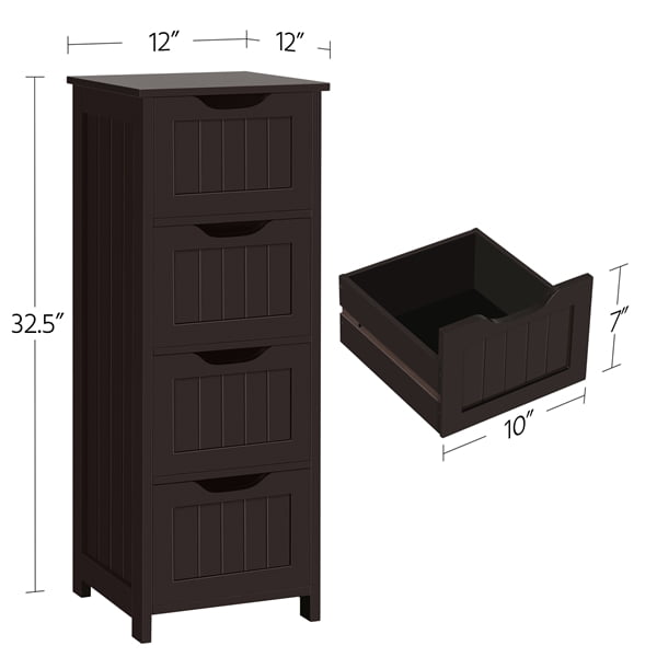 Easyfashion Wooden Storage Cabinet Organizer with 4 Drawers for Bathroom. Espresso