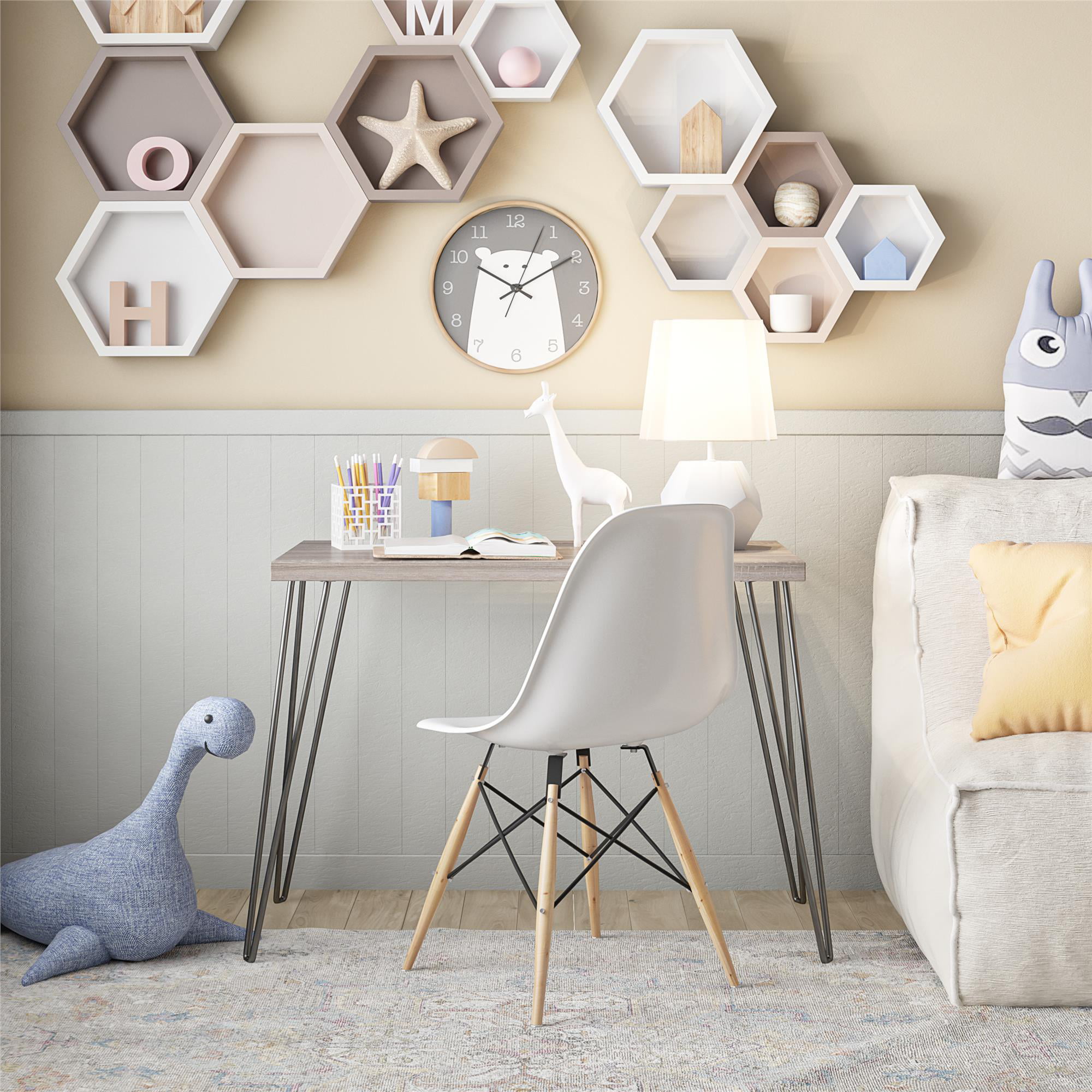 Mainstays Retro Computer Desk. Distressed Gray Oak