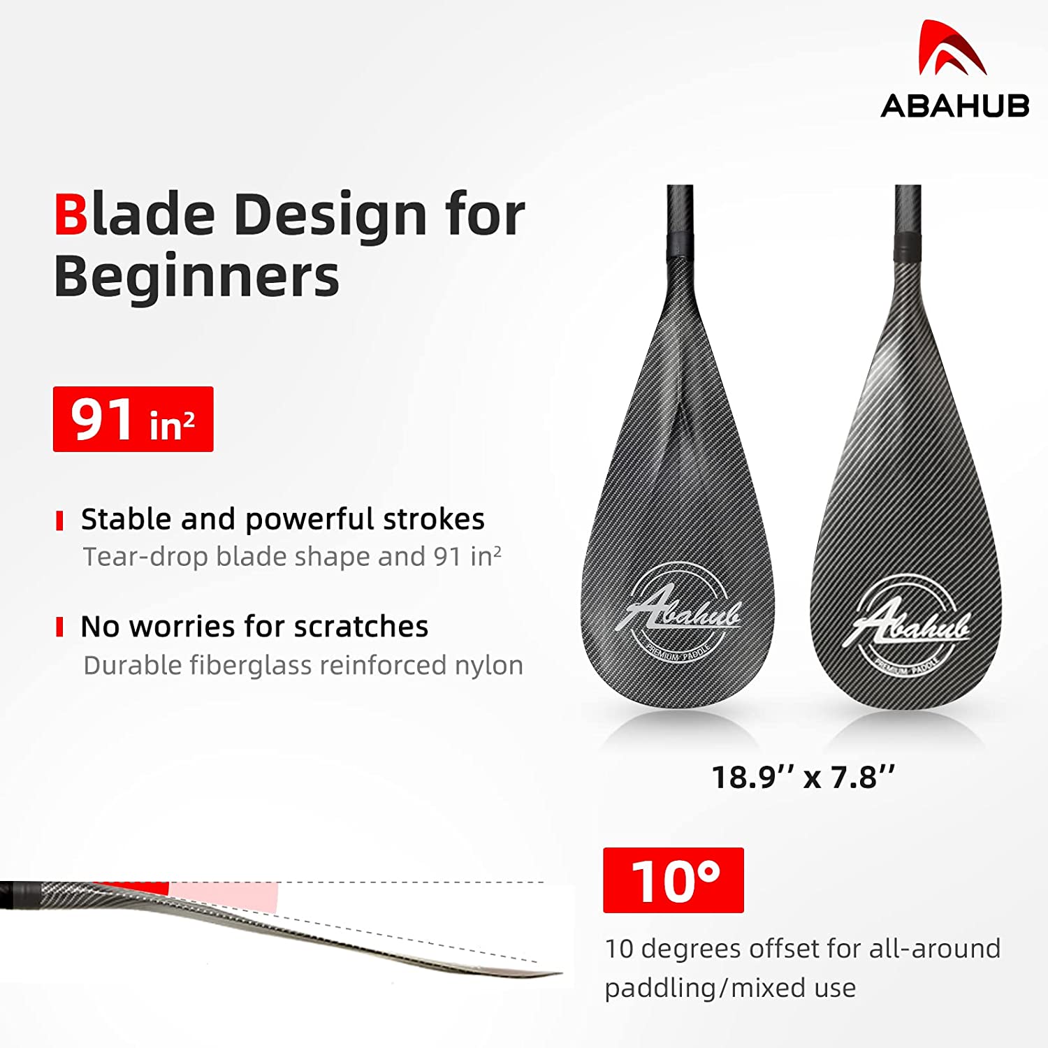 Abahub Carbon SUP Paddles. 1 x 3 Section Adjustable 67″ – 86″