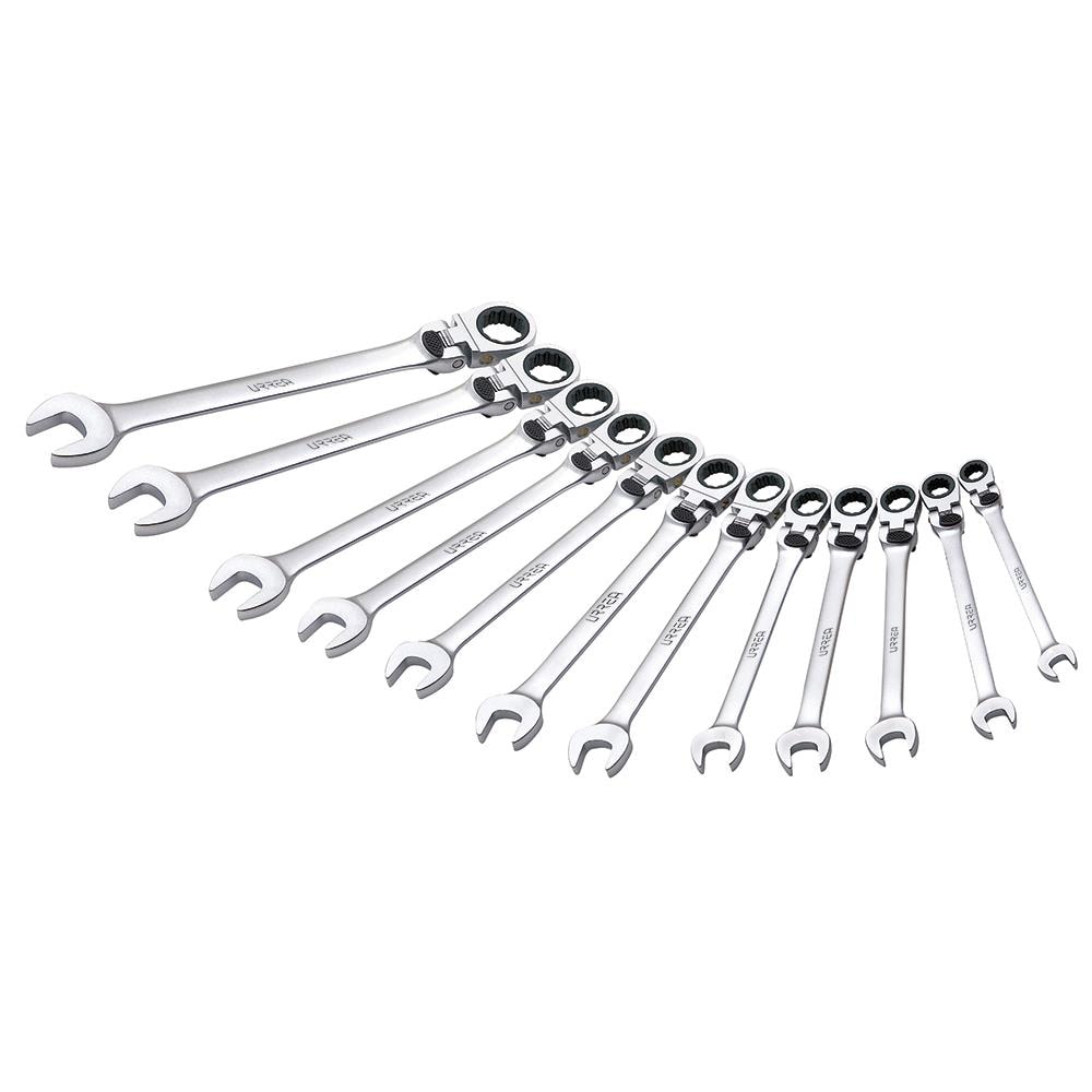URREA 12-Piece Set Spline Metric Locking Flexible Head Ratchet Wrench