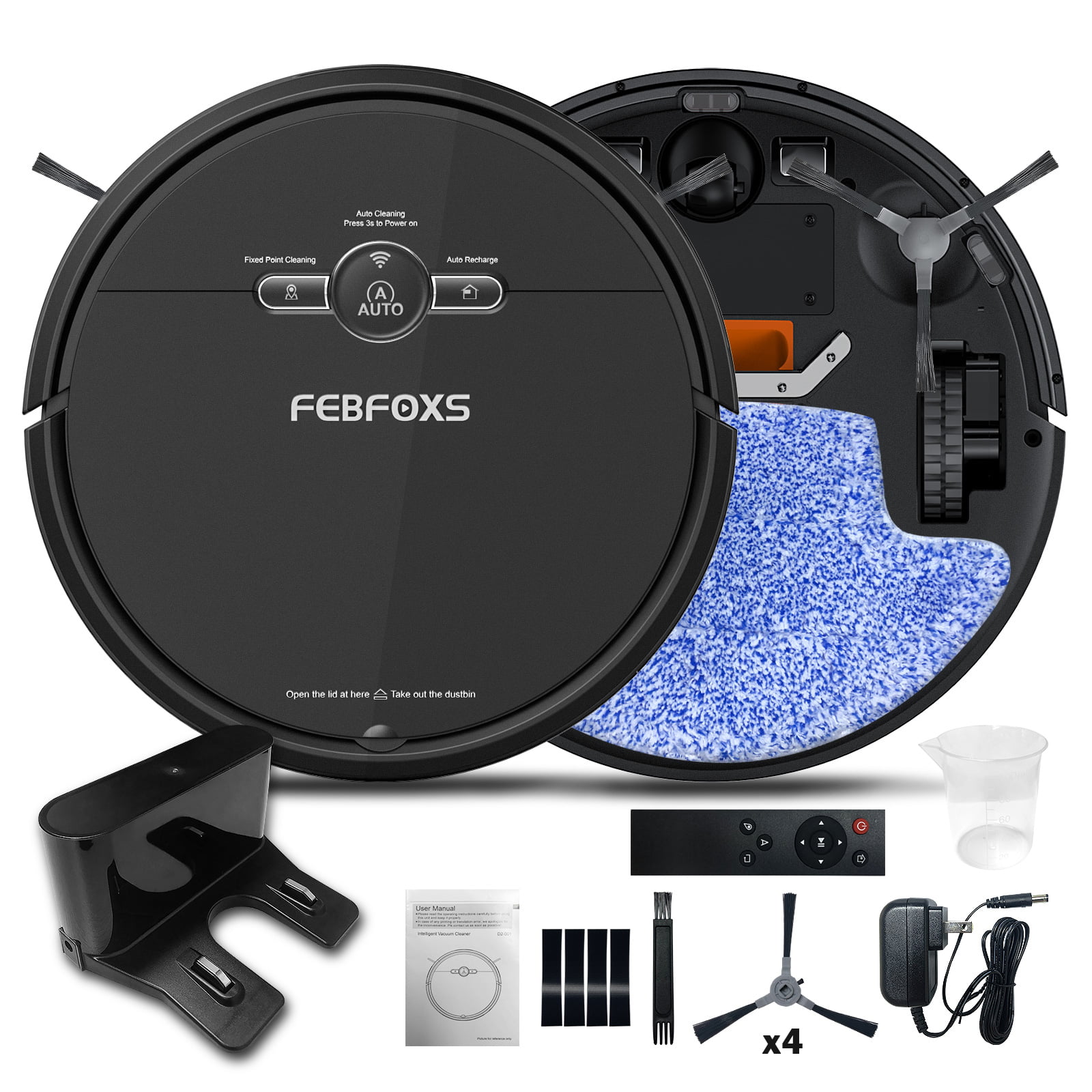 Febfoxs Robot Vacuum Cleaner D2-004. 2000Pa Wi-Fi/Alexa/App. Automatic Charging with 150min Runtime. Slim. Quiet for Pet Hair. Hard Floors and Carpets